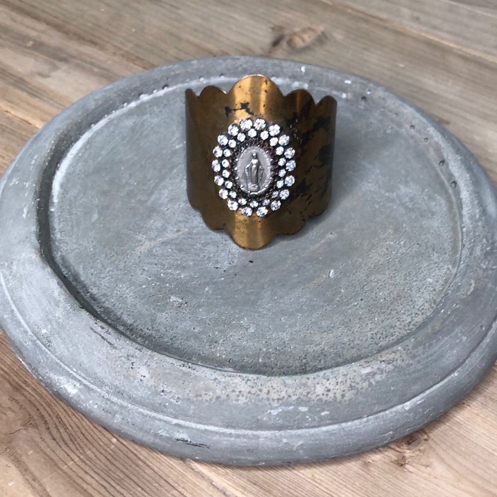 Cuff Bracelet with Madonna and crystals